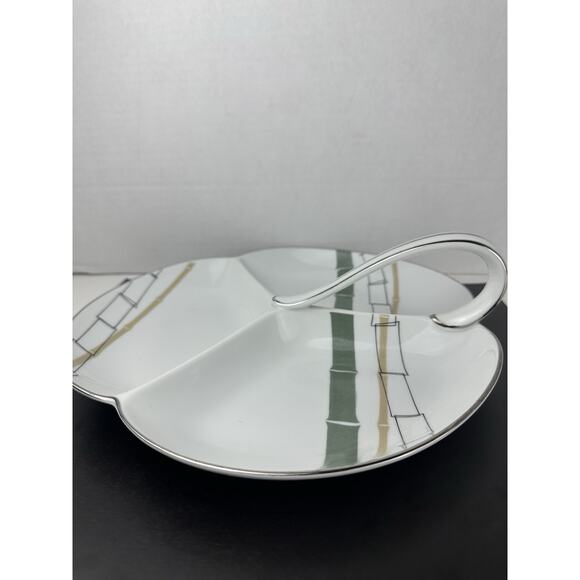Vintage Noritake China Green divided serving dish, 3 Section Tray MCM - Picture 7 of 9